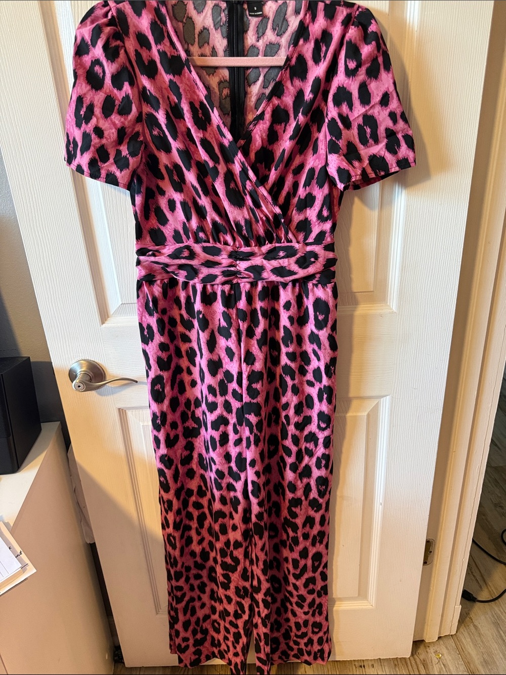 Women’s Pink Leopard Print Jumpsuit